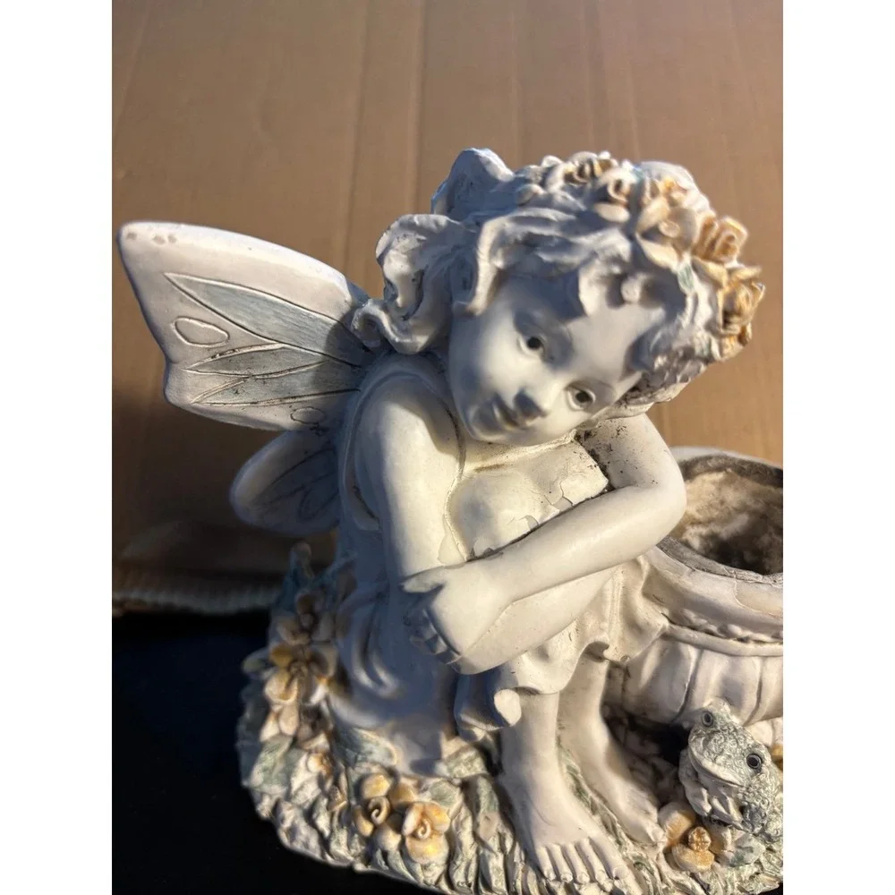 Beautiful & Unique Fairy And Frog Candle Holder Figurine Excellent Condition
